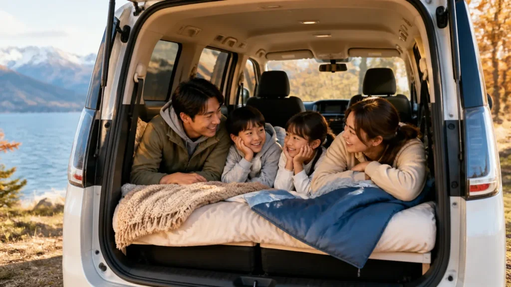車中泊4人の寝方は4パターン｜親子が快適に眠れる室内寸法とおすすめミニバン4選のアイキャッチ画像