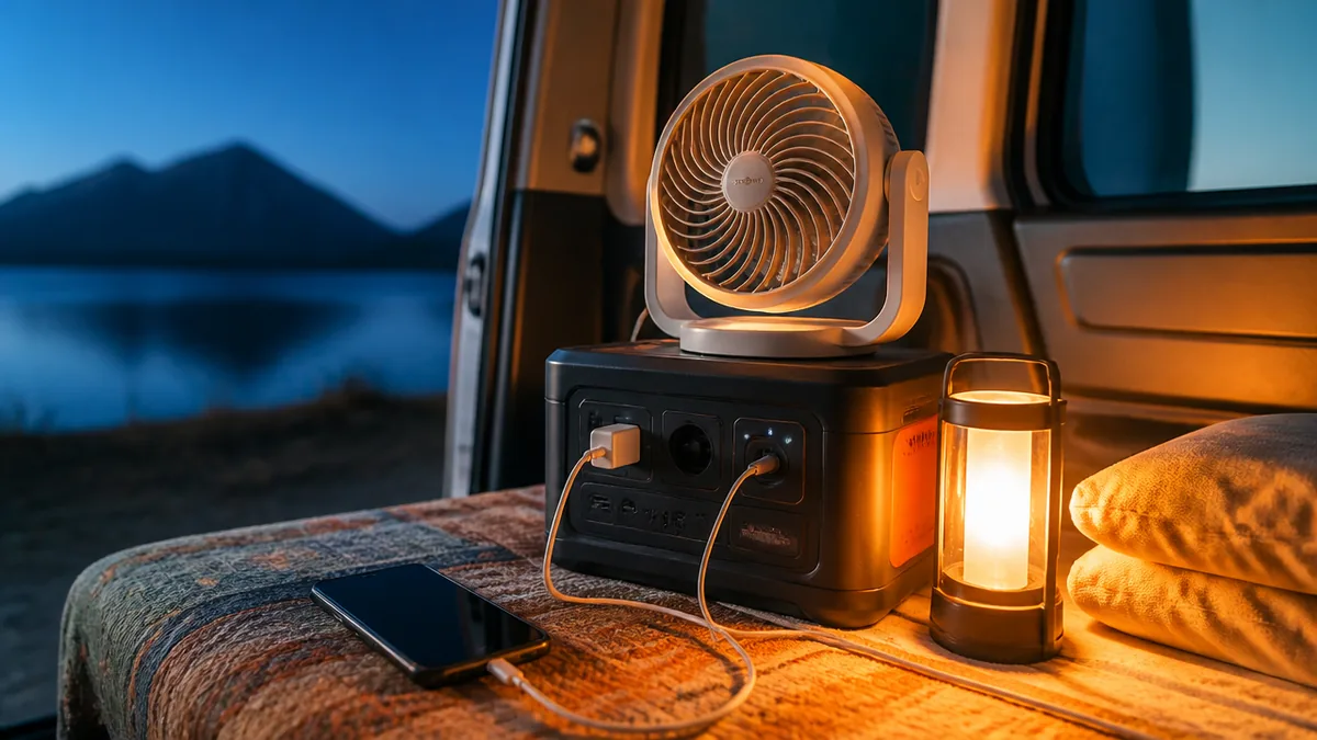 電源と灯り｜扇風機とスマホを動かす電力を確保するの解説画像