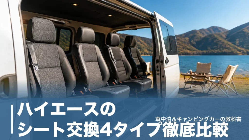 ハイエースのシート交換4タイプ徹底比較｜スライド・リクライニング・RECARO・FASPの価格と選び方のアイキャッチ画像