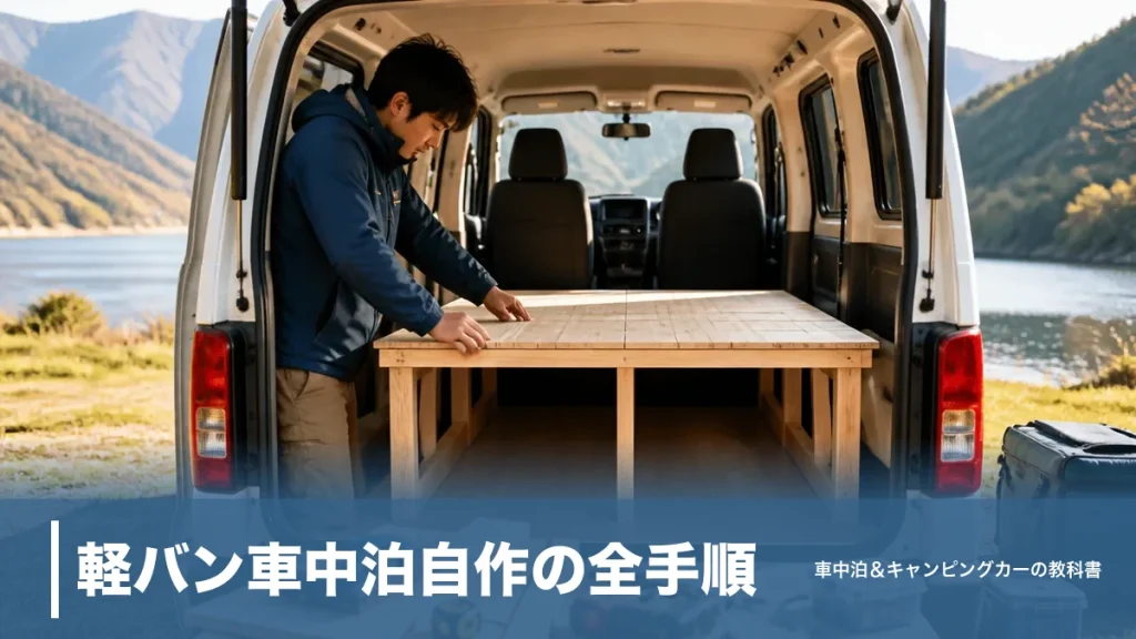 軽バン車中泊自作の全手順｜ベッドキットを材料費1.5万円で作る寸法と設計のアイキャッチ画像