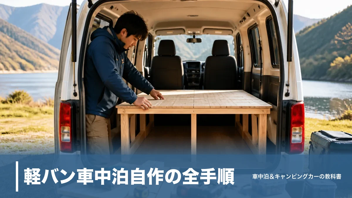 軽バン車中泊自作の全手順｜ベッドキットを材料費1.5万円で作る寸法と設計のアイキャッチ画像