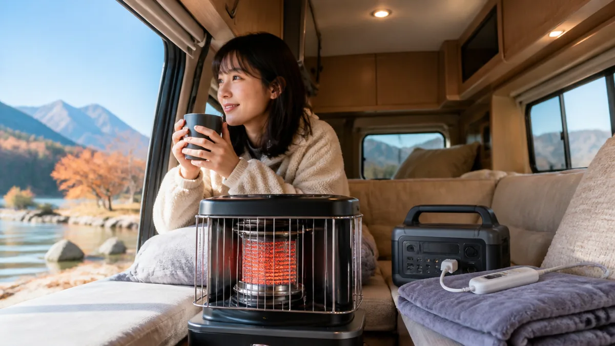 車中泊暖房の決定版7選｜電気毛布〜FFヒーターの選び方と一酸化炭素中毒を防ぐ鉄則のアイキャッチ画像