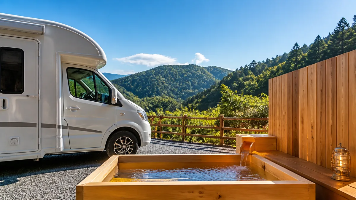 RVパークAnnex道志の完全ガイド｜貸切檜風呂24時間無料・料金3,500円〜の道志村車中泊のアイキャッチ画像