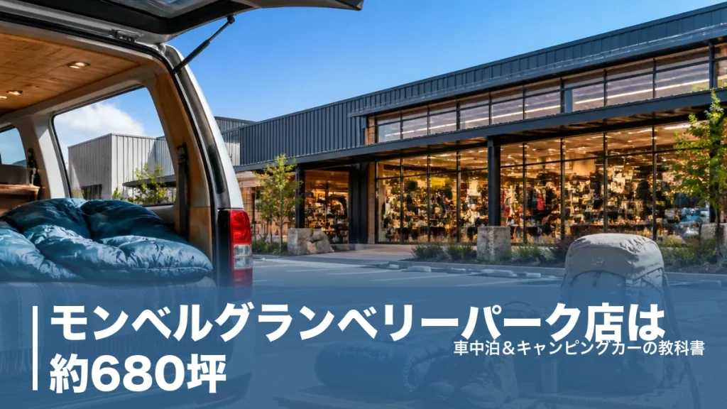 モンベルグランベリーパーク店は約680坪｜車中泊装備の見方と駐車場2.1m制限のアイキャッチ画像