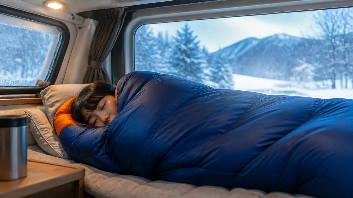 冬の車内は外気とほぼ同じ｜寝袋なしで眠れない3つの理由の解説画像