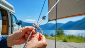 キャンプのロープ結び方7選｜自在結び・もやい結びを手順で覚えて設営が変わるのアイキャッチ画像