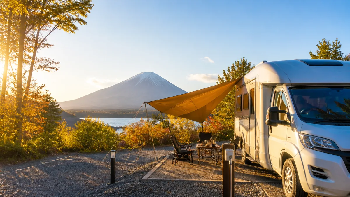 キャンプ&キャビンズ山中湖はどんな場所？富士山麓に生まれた全区画電源付きのキャンプ場の解説画像